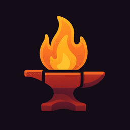IndieForge Logo - Forge with flame on dark background