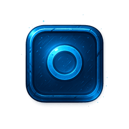 Cooled blue app icon block representing finished digital products